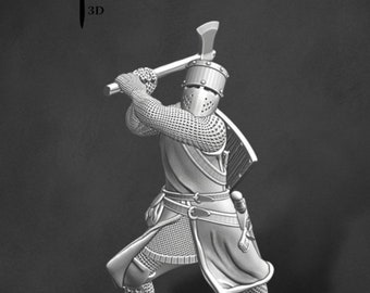 Danish Crusader Foot Axe, Historical  1/72, 28mm, 32mm, 1/35, 54mm, 75mm, 1/16 scale, Wargaming Northern Crusades Miniatures