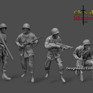 WW2 US Soldiers 101st Airborne Division set 2, Resin Figures 1/35, 1/16 Historical Miniatures by Estorilmad