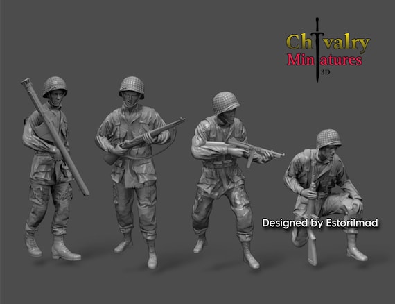 WW2 US Soldiers 101st Airborne Division Set 2, Resin Figures 1/48