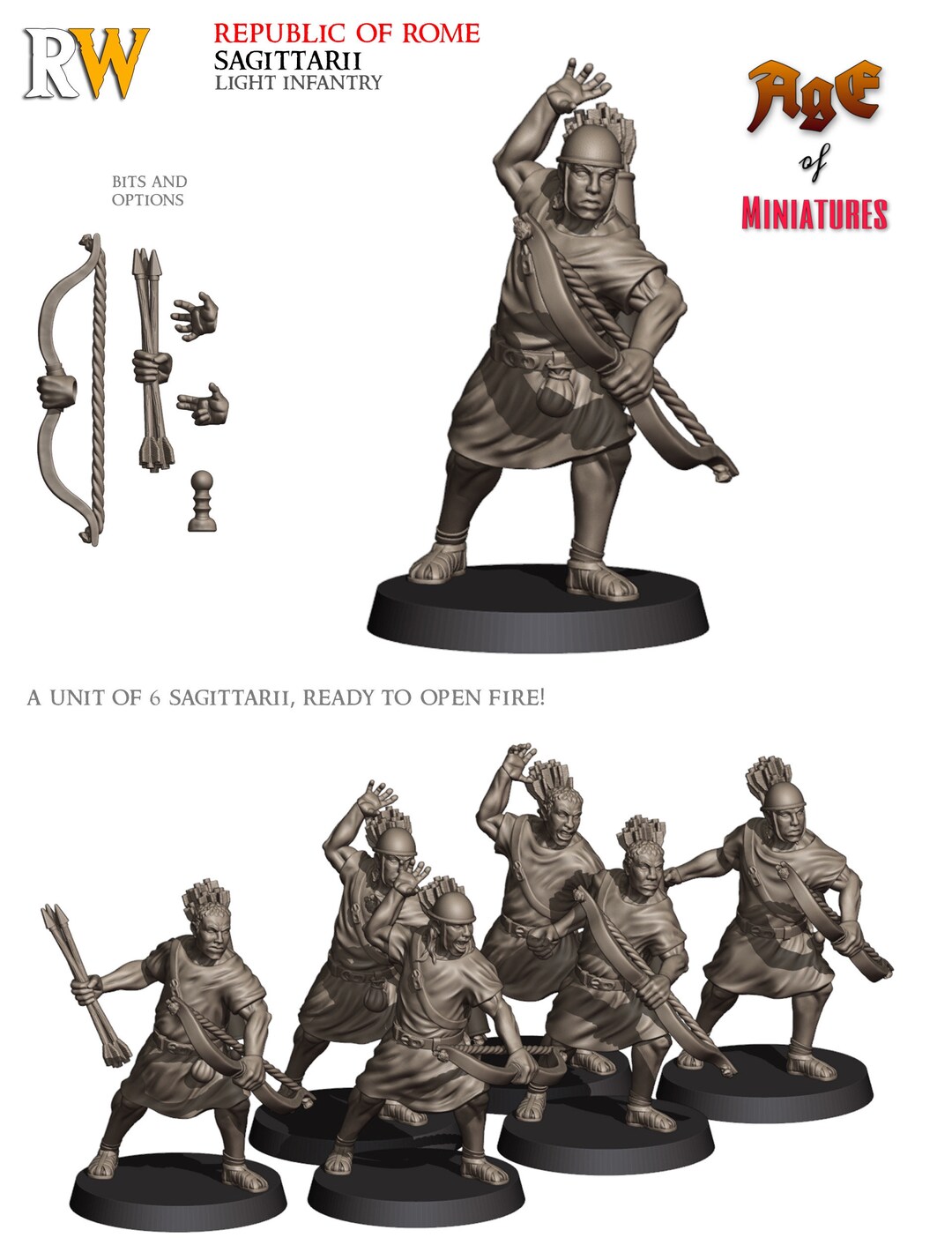 Roman Sagittarii Light Infantry, Historical 1/72, 28mm, 32mm, 1/35