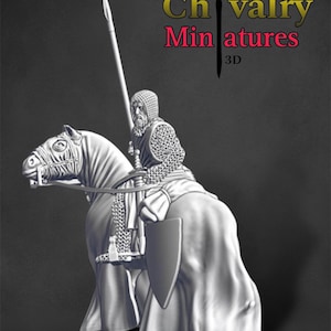 Crusader Mounted on the March, 1/72, 28mm, 32mm, 1/35, 54mm, 75mm, Resin Historical Miniatures, Wargaming Northern Crusades Miniatures