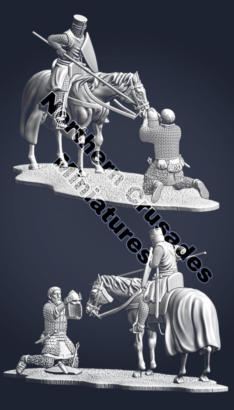 Medieval Crusaders Surrendering Diorama, Historical 1/72, 28mm, 32mm, 1 ...