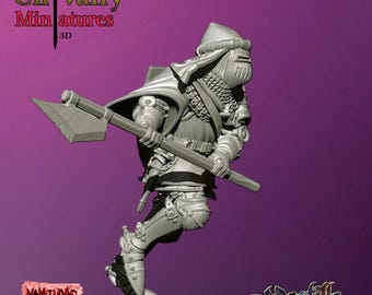 Medieval Knight with Voulge, Historical Resin, 1/72, 28mm, 32mm, 1/35, 54m, 75mm, 1/16 Ezipion Digital Store