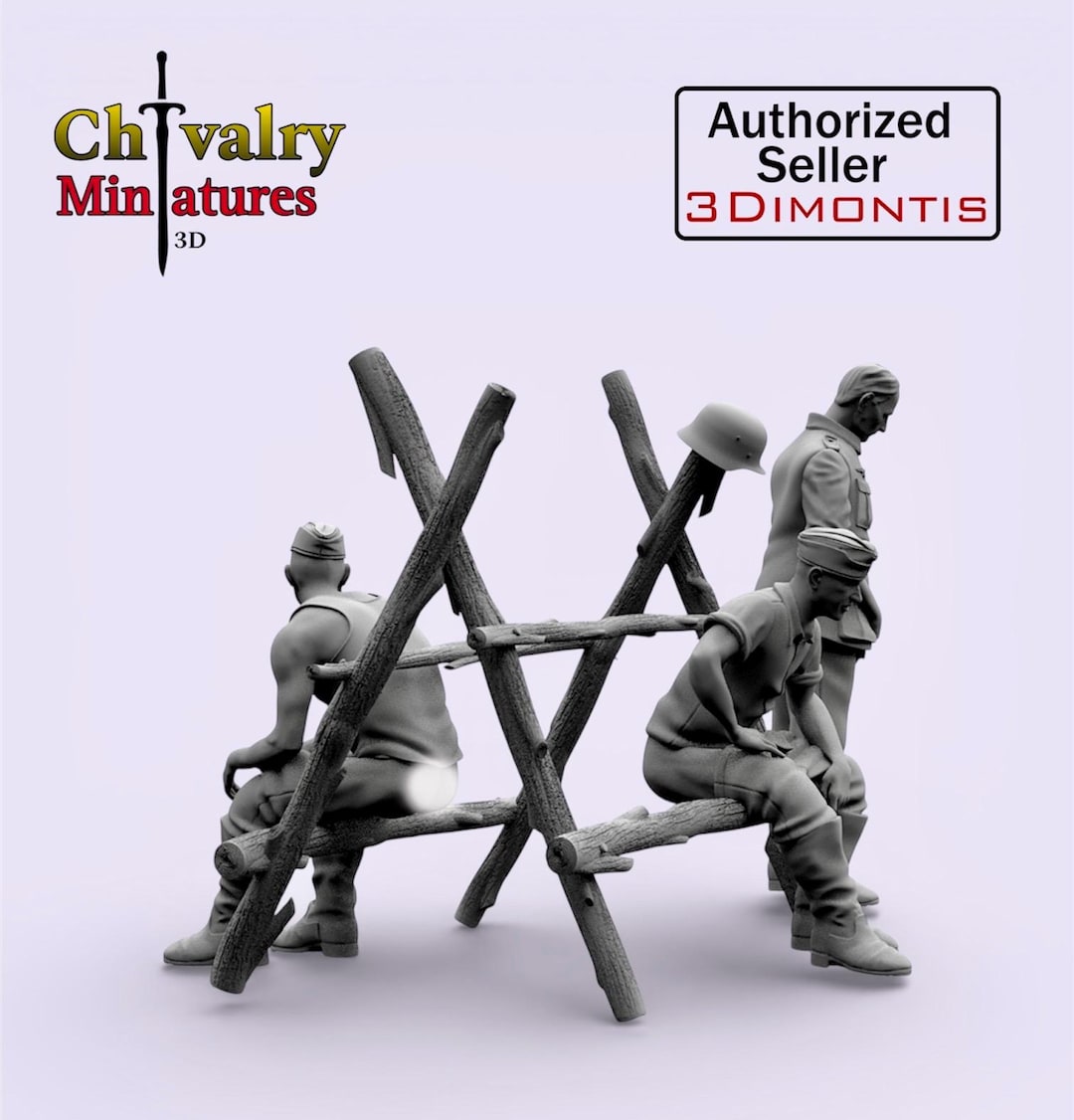 WW2, German Soldiers at Rest X3 Resin Figures 1/48, 1/35, 1/16