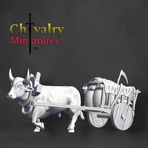 Medieval Diorama Ox and Wagon, Historical wagons, 1/72, 28mm, 32mm, 1/35, 54mm, Resin Northern Crusades Miniatures