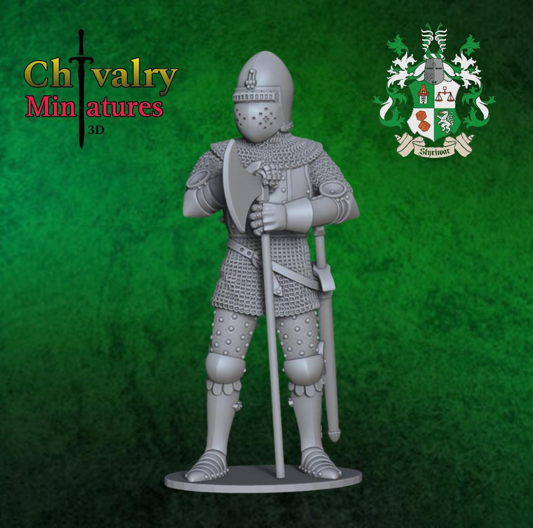 1390 Knight With Axe Figure Historical 28mm, 32mm, 40mm, 1/35