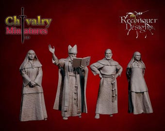 Medieval Clergy Bishop, Historical 1/72, 28mm, 32mm, 1/35, 54mm, 75mm, 1/16, Resin Reconquer Designs Miniatures