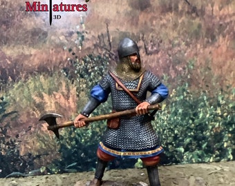 Medieval Varangian Gaurd with War Axe, Historical 1/72, 28mm, 32mm, 1/35, 54mm, 75mm, 1/16, Resin Northern Crusades Miniatures