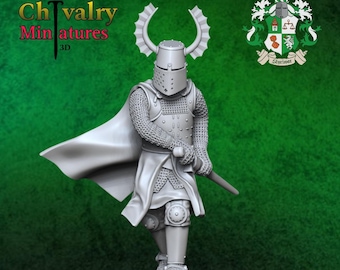 Teutonic Knight on Foot Resin Figure Historical 28mm, 32mm, 40mm, 1/35, 54mm, 60mm, 75mm, 90mm, 1/16, Styriwar