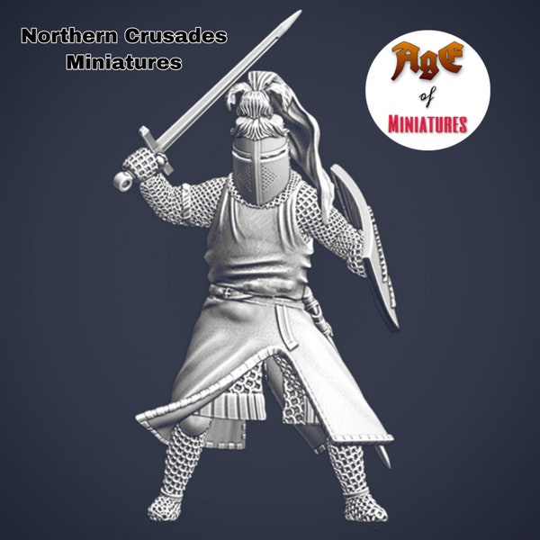 Sir Wilfred of Ivanhoe Medieval on Foot Crusader 1/72, 28mm, 32mm, 1/35, 54mm, 75mm, 1/16, Resin Historical Northern Crusades Miniatures