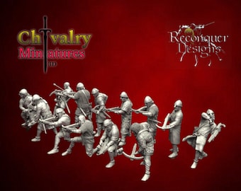 Medieval 11th Century Spanish Crossbowmen, Saxon, Resin Historical 1/72, 28mm, 32mm, 1/35, 54mm, 75mm, 1/16, Reconquer Designs