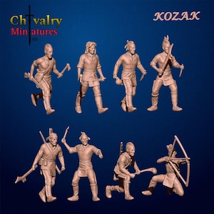 Native Indian warriors close combat set 1, 1/72, 28mm, 32mm, 1/35, 54mm, 60mm, 75mm, Resin Historical Kozak Miniatures
