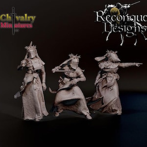 Warriors Nuns x3, 1/72, 28mm, 32mm, 1/35th, 54mm, 75mm, Resin Historical Fantasy Miniatures Reconquer Designs