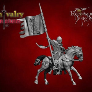Medieval Spanish Standard Bearer v2, Historical 1/72, 28mm, 32mm, 1/35, 54mm, 75mm, Reconquer Designs