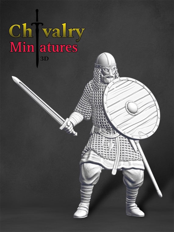 Medieval Viking Warrior, Resin, 1/72, 28mm, 32mm, 1/35, 54mm, 75mm, 1/16  Historical wargaming Northern Crusades Miniatures