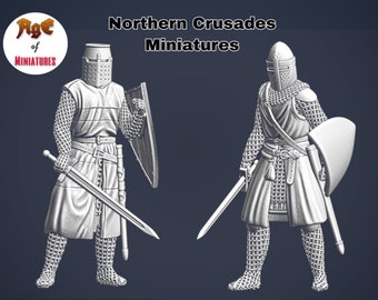 Medieval Crusader Knights Ready to fight Bundle, Resin, 1/72, 28mm, 32mm, 1/35, 54mm, 75mm, 1/16 Historical Northern Crusades Miniatures