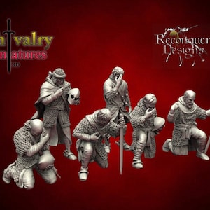 Medieval Knights Praying, Historical 1/72, 28mm, 32mm, 1/35, 54mm, 75mm, 1/16, Resin Reconquer Designs Miniatures