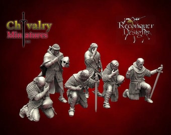 Medieval Knights Praying, Historical 1/72, 28mm, 32mm, 1/35, 54mm, 75mm, 1/16, Resin Reconquer Designs Miniatures