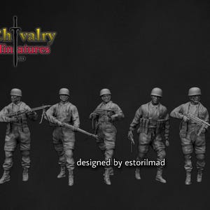 WW2 German Paratroopers x5 Fallschirmjager, Resin Figures 1/35, 1/16 Historical Miniatures by Estorilmad