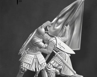 Lake Peipus 1242, Fighting for the Banner, Resin Figures Historical 1/72, 28mm, 32mm, 1/35, 54mm, 75mm, 1/16, Northern Crusades Miniatures