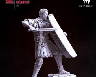 Roman Centurion, Fighting Pose (no helmet) Figure Historical 1/35, 54mm, 60mm, 75mm, 90mm, 1/16, Minormous