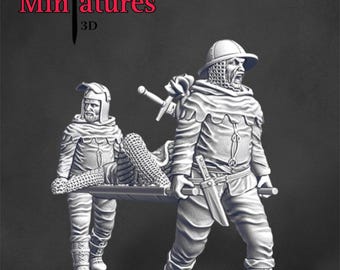 Medieval Evacuation Wounded Casualty, Historical 1/72, 28mm, 32mm, 1/35, 54mm, 75mm, 1/16 Resin Northern Crusades Miniatures