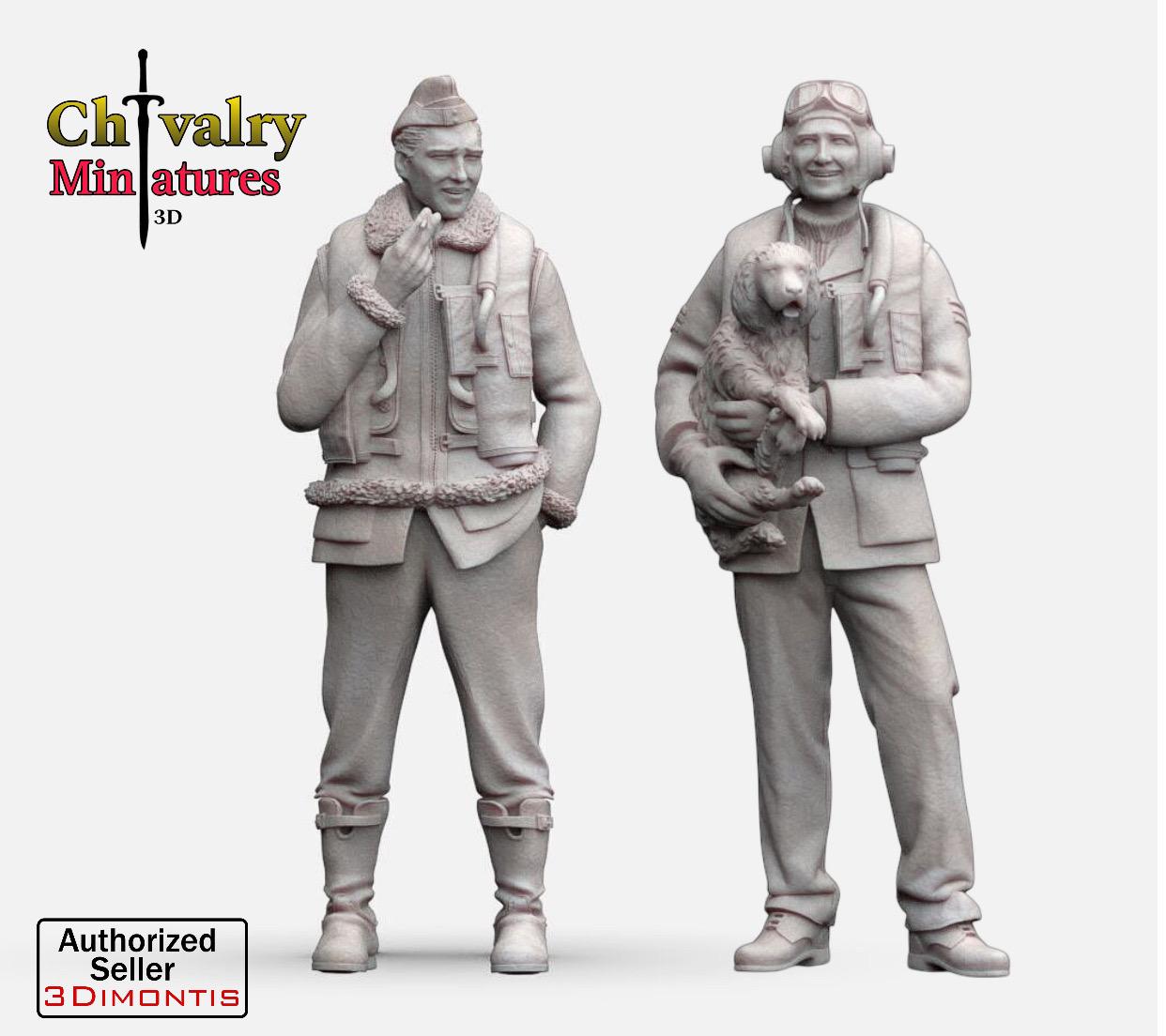 Verlinden 1/48 WWII US Navy Pilots Multi-Pose Resin Figures (3 Pcs) #1298 – Unpainted Model Kit
