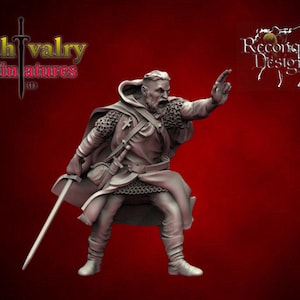 Warrior Priest, 1/72, 28mm, 32mm, 1/35th, 54mm, 75mm, 1/16, Resin Historical Fantasy Miniatures Reconquer Designs