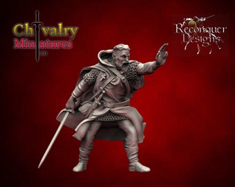 Warrior Priest, 1/72, 28mm, 32mm, 1/35th, 54mm, 75mm, 1/16, Resin Historical Fantasy Miniatures Reconquer Designs