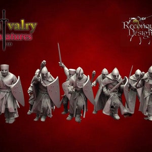 歴史的騎士フィギュアセット　スペイン　戦士　コレクション 中世スペイン徴兵槍兵セットB、11世紀騎士、歴史的1/72、28 mm、32 mm