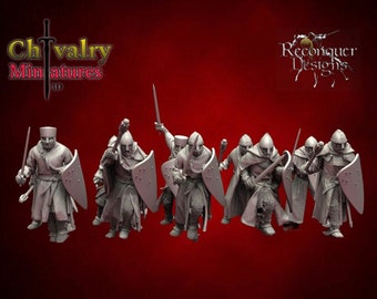 Medieval Dismounted Order Knights, Historical 1/72, 28mm, 32mm, 1/35, 54mm, 75mm, 1/16, Reconquer Designs