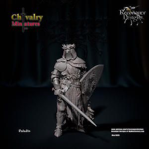 Paladin Crusader 1/72, 28 mm, 32 mm, 1/35:e, 54 mm, 75 mm, 1/16, Resin Historiska Fantasy Miniatyrer Reconquer Designs