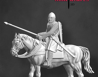 Mounted Norman Knight with Lance, Historical  1/72, 28mm, 32mm, 1/35, 54mm, 75mm, Resin Northern Crusades Miniatures