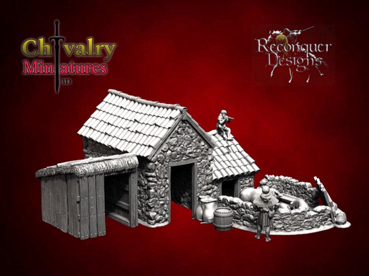 Medieval Pig Pen Diorama, Historical 15mm, 1/72, 28mm, 32mm, Resin Reconquer Designs Miniatures