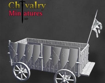 Medieval Heavy War Wagon,  Historical 1/72, 28mm, 32mm, 1/35, 54mm, Resin Northern Crusades Miniatures