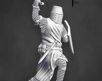 Medieval Charging Crusader, Historical 1/72, 28mm, 32mm, 1/35, 54m, 75mm, 1/16 scale, Resin Northern Crusades Miniatures.