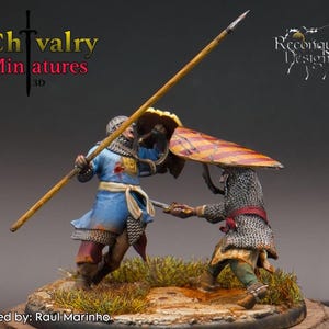 Medieval Dueling Knights, 1/72, 28mm, 32mm, 1/35, 54mm, 75mm, 1/16, Resin Historical Miniatures, Reconquer Designs