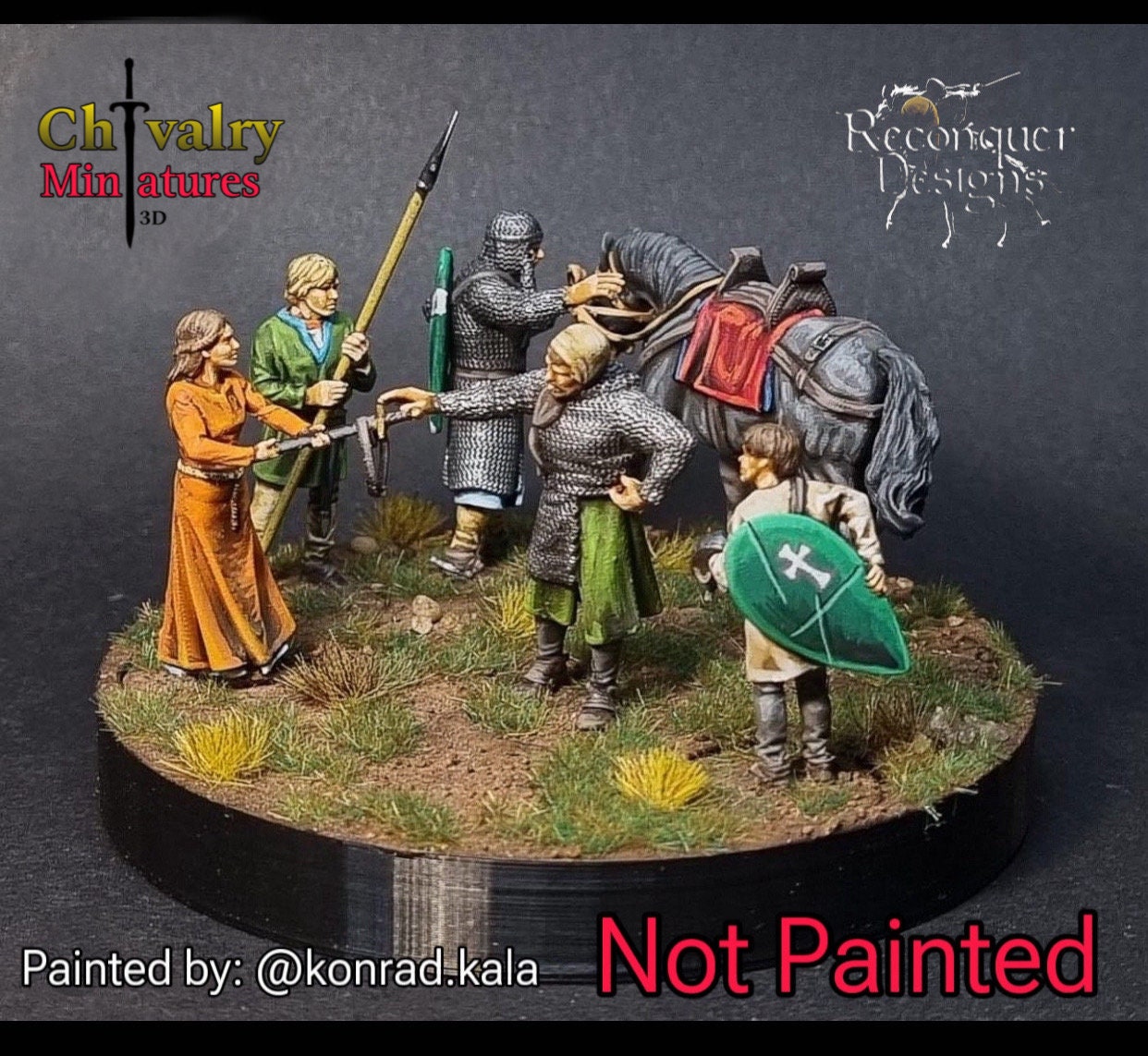 Medieval Caballeros Villanos to War, 1/72, 28mm, 32mm, 1/35th, 54mm, 75mm, Resin Spanish, Saxon, Historical Miniatures Reconquer Designs