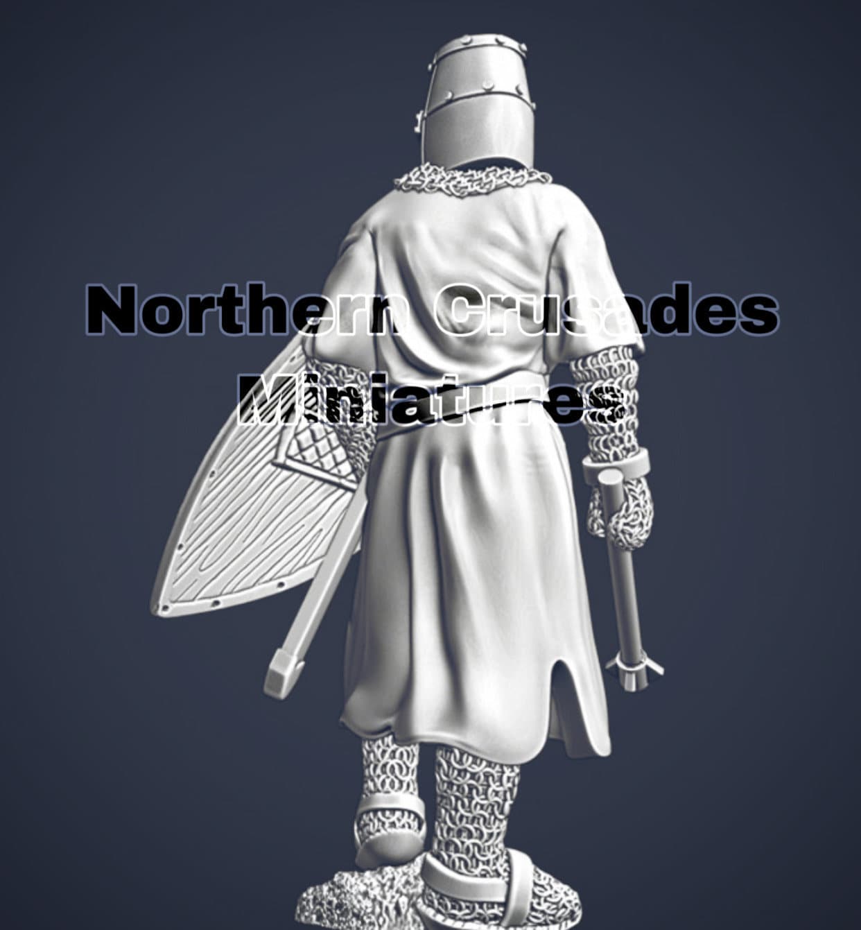 メイスを持ったドイツ歩兵十字軍、歴史的1/72、28 mm、32 mm、1/35、54