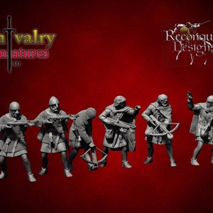Medieval Vassal Crossbowmen, Resin Historical 1/72, 28mm, 32mm, 1/35, 54mm, 75mm, 1/16, Reconquer Designs