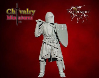 Sir James, The Black Douglas Foot Knight, Historical Resin Figure 1/72, 28mm, 32mm, 1/35th, 54mm, 75mm, 1/16 by Reconquer Designs