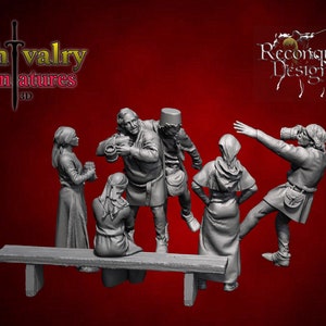 Mittelalterliche Gaststätte Gönner Diorama, Historisches 1/72, 28mm, 32mm, 1/35, 54mm, 75mm, 1/16, Resin Reconquer Designs Miniatures