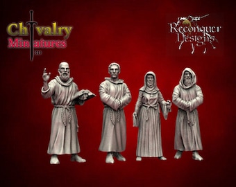 Medieval Clergy Priests, Historical 1/72, 28mm, 32mm, 1/35, 54mm, 75mm, 1/16, Resin Reconquer Designs Miniatures