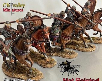 Medieval Spanish Cavalry Charging set B, Historical 1/72, 28mm, 32mm, 1/35, 54mm, 75mm Resin Reconquer Designs