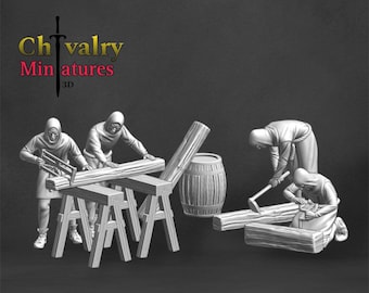 Medieval Workers Set #2 Historical 1/72, 28mm, 32mm, 1/35, 54mm, 75mm, 1/16 Resin Figures Northern Crusades Miniatures