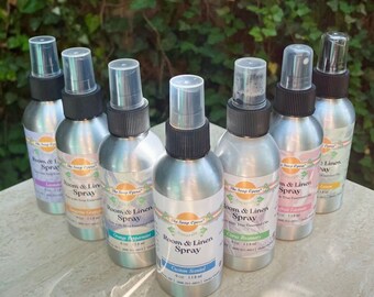 Natural Room & Linen Spray 4oz 118ml - Made with Essential Oils - Lavender, Citrus, Rosemary, Eucalyptus, Peppermint, Patchouli, Custom
