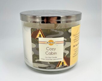 Soy Wax Candle 14oz 411g - Warm & Cozy Variety - Cozy Cabin, Gold Cashmere, Bourbon Vanilla, Apple Cider, Chai Spice, Festive Forest