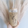 Personalized Birth Flower Coffee Cup With Name ,Personalized Birth Flower Tumbler, Bridesmaid Proposal, Gifts for Her, Glass Mugs