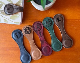 Personalized Leather Magnetic Bookmark: Engraved Book Lover Gift