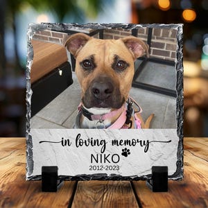 Personalized Pet Memorial Slate Stone, Dog Photo Plaque, Sympathy Gift